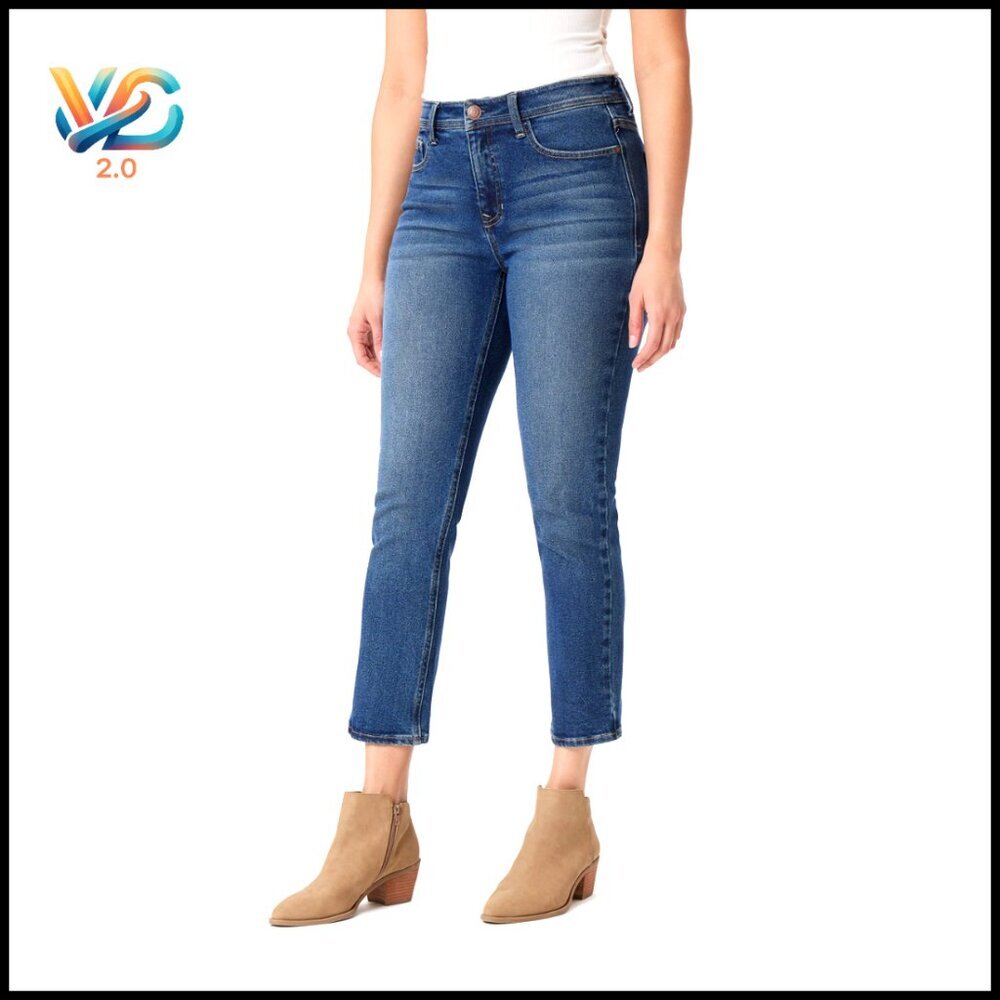 High Rise Ankle Jeans‎ Slim Fit Stretchy Denim Tummy Tech Casual Chic